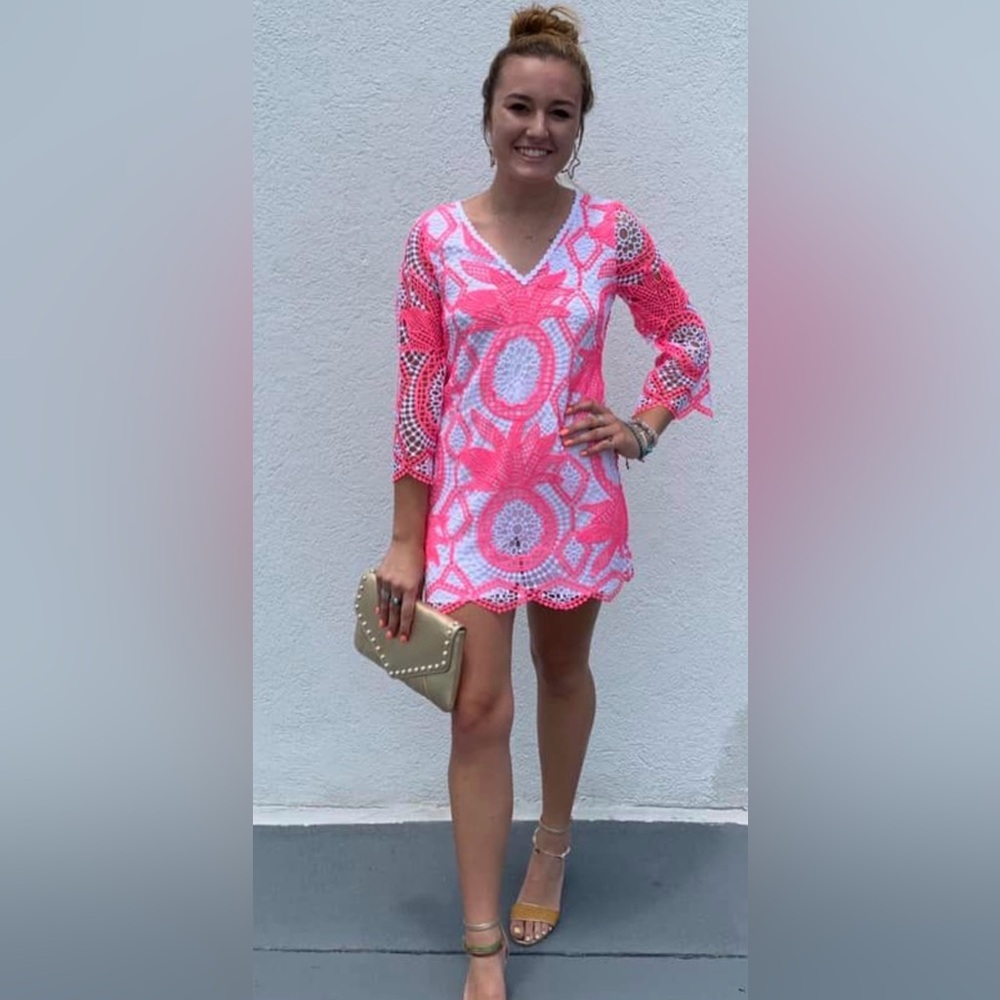 Lilly Pulitzer NWT 🦄 Lottie Romper Pink Juice Stand Crochet $278 Size 00 🦄 - Picture 10 of 15